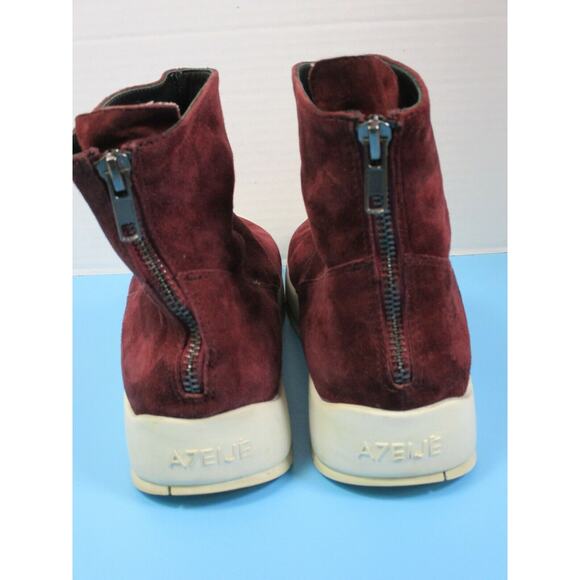 A7EIJE women's suede zip up boots /High tops Plum Burgandy -size M - Picture 4 of 10